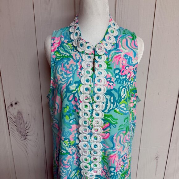 Lilly Pulitzer Jane Shift Dress in Blue Ibiza Aqua La Vista – Size 12, EUC - Picture 2 of 13